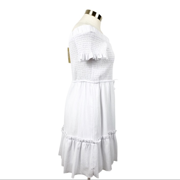 Michael Michael Kors Off The Shoulder White Dress Petite Large - Picture 6 of 10